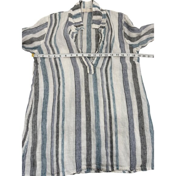 CP Shades Striped Linen Long Sleeve Tunic Top White Blue Womens Size XS - Picture 6 of 8